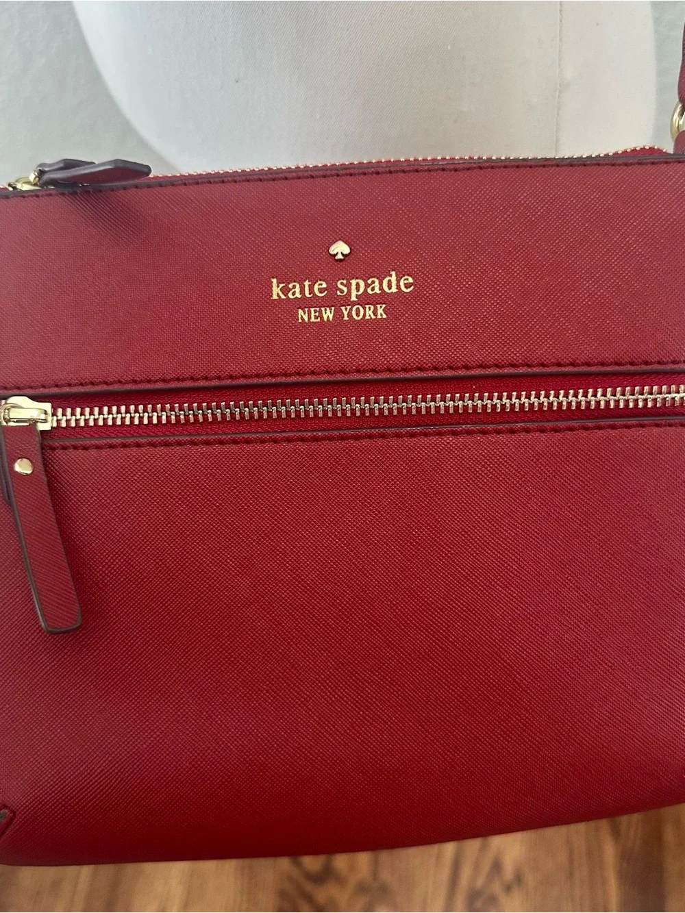 kate spade Rust Red Leather Crossbody with Front Zip Pocket Leather